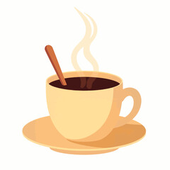 Classic coffee cup steaming on a saucer, warmth and comfort