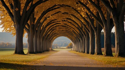Obraz premium Golden Autumnal Pathway