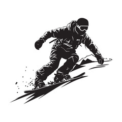 Obraz premium Snowboarder jumping black color silhouette