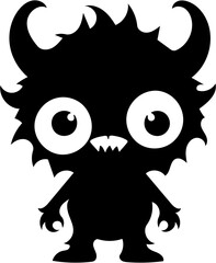cute monster silhouette with white background