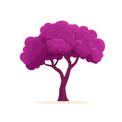 A vibrant purple tree on a white isolated background, showcasing lush foliage and a stylized design, perfect for nature-themed projects and creative uses.