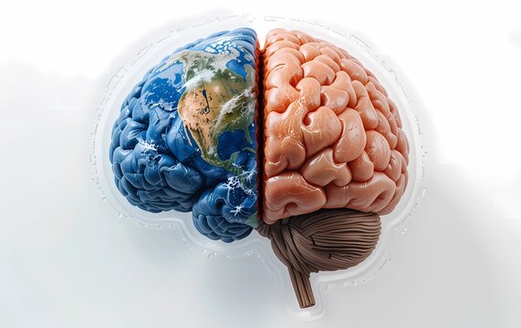 Mindful planet representation showcasing the union of human thought and Earth caring