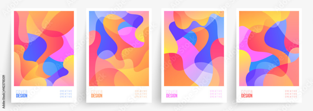 Leinwandbilder abstract covers set. bright color waves and splashes. dynamic vibrant color gradients. flowing liqui
