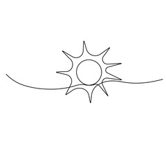 Sun  icon   continuous one line drawing of outline vector illustration