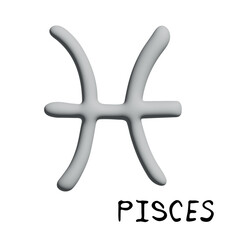 Fototapeta premium 3d pisces zodiac sign Esoteric symbol Astrology clipart Element for design