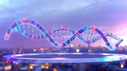Futuristic 4k animation of DNA strand showcasing advancements in bioengineering and genetic research - Powered by Adobe