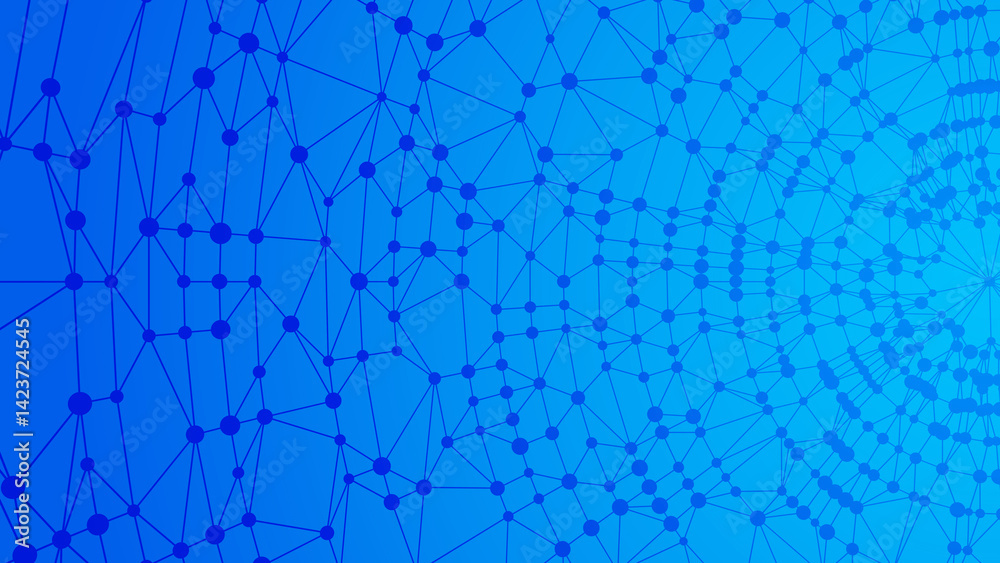 Aufkleber Technology abstract background. Dots connected by lines. Minimalist mesh backdrop. Abstract polygonal radial shape. Plexus circles.