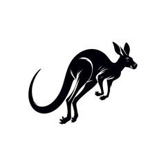 Vector illustration of a kangaroo with baby in silhouette, featuring a wild animal design with fur and tail, symbolizing Australian wildlife and nature