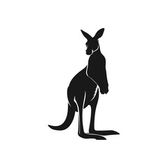 Kangaroo silhouette vector illustration of a cute wild animal with black and white design