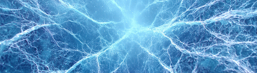 Obraz premium Glowing neural paths create mesmerizing blue lit web, evoking sense of wonder and connection in digital realm