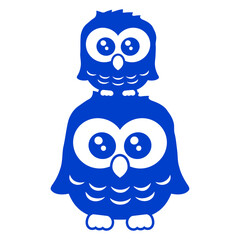 2 owls dad mom child baby two family mother father Isolated Vector Graphic Design Illustration
