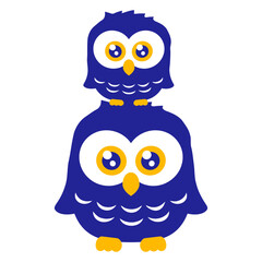 2 owls dad mom child baby two family mother father Isolated Vector Graphic Design Illustration
