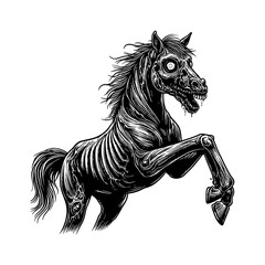 Creepy Horse Zombie with Undead Horror Theme for Halloween Concept