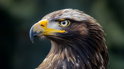 Fototapeta premium Eagle head closeup displaying bold eyes and strong, sharp beak