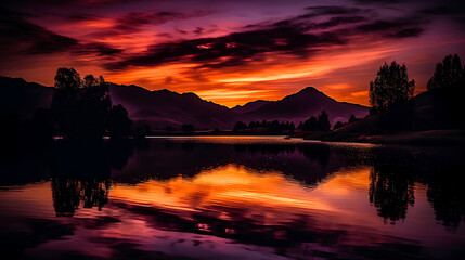 sunset over the lake