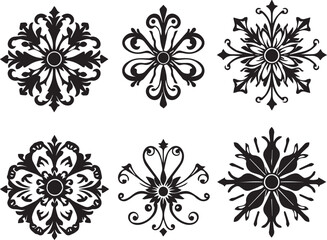 A set of elements, symbols, ornaments, mandalas. Hand drawn vector illustration