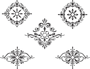 A set of elements, symbols, ornaments, mandalas. Hand drawn vector illustration
