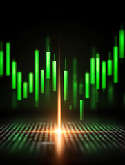 vibrant financial chart displays green candlestick patterns, symbolizing market growth and optimism