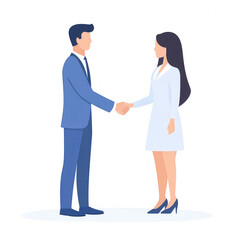Fototapeta premium Two professionals engaged in a handshake, symbolizing agreement and partnership, isolated on a white background.