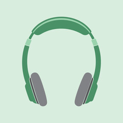 vector illustration of headphones on a green background