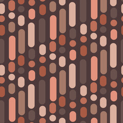 Seamless retro-futuristic pattern with vertical rounded shapes in Mocha Mousse color scheme. Ideal for web design, fabric, backgrounds, and interior style with a vintage-modern twist