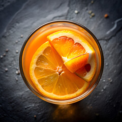 slice of orange on black background