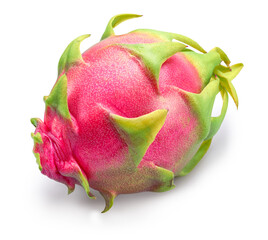 Red  pitahaya or red dragon fruit on white background.  File contains clipping path.