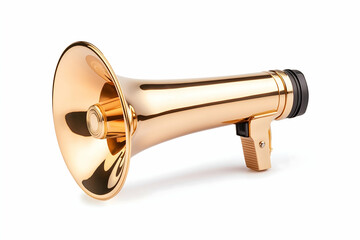 Gold-toned megaphone isolated on white background