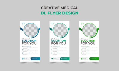 Creative medical DL flyer design for healthcare, Creative medical rack card or dl flyer templates vector premiums 
