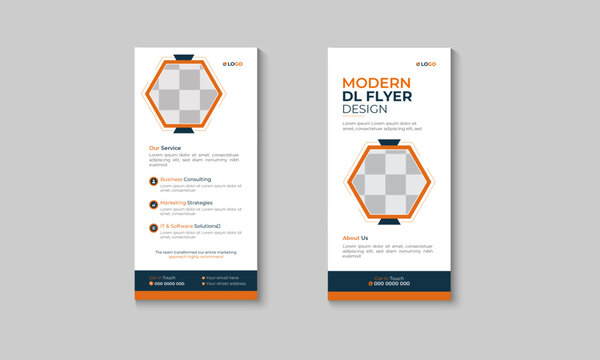 creative modern digital dl flyer professional rack card vector design double-sided layout minimalist template design Flyer design for agency business dl flyer mock-up