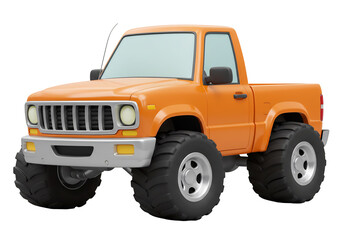 オレンジ色元気なピックアップトラック 鮮やか描写