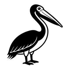 Fototapeta premium A simple black and white illustration of a pelican with its long beak and pouch, capturing the essence of this fascinating bird.