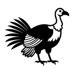 Obraz premium A striking black and white illustration of a stately turkey. Its distinctive silhouette makes this a versatile graphic design, ideal for a wide array of uses.