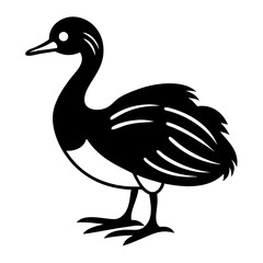 Obraz premium A simplified silhouette of a goose with its long neck and characteristic webbed feet, depicted in a minimalist style.