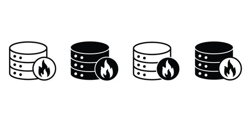 Firewall Database Icon Black and White Server Data Protection Symbols Vector Design