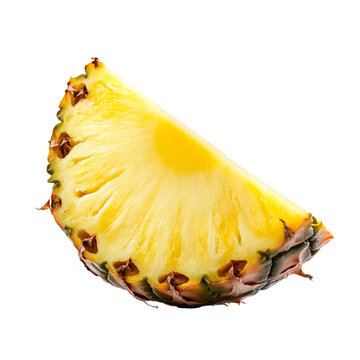 Closeup of fresh pineapple slice juicy yellow tropical fruit
