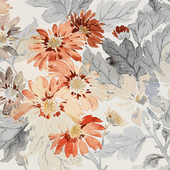 Soft Floral Design with Harmonious Colors and Leaf Details