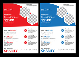 Chariyt Flyer it color is red and blue size is A4 Event for fundraising charity flyer design for donation, humanity, homeless, child, money, donate, a4, brochure, flyer, squire, portrait, landscape de