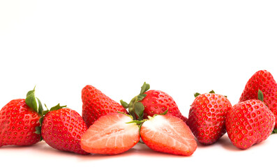 Fresh appetizing strawberries on a white background