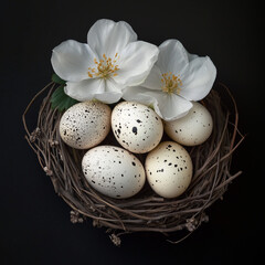 Fototapeta premium Eggs in a flower nest 