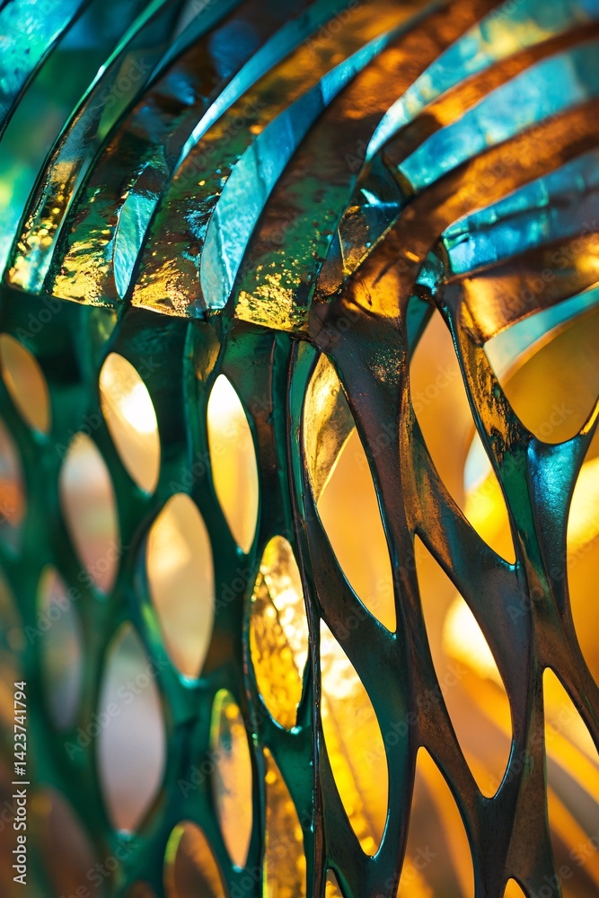 Aufkleber abstract metallic structure with organic shapes reflecting light