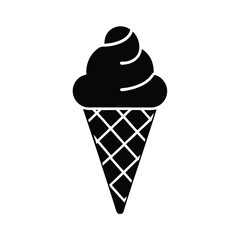 cone ice cream stencil icon vector illustration