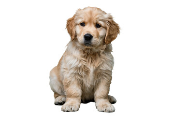 Golden Retriever Puppy Sitting on Transparent Background