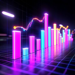 Neon Charts on Grid Floor