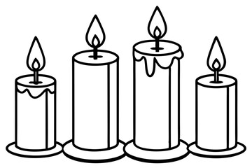 Winter Candle Collection Line Art