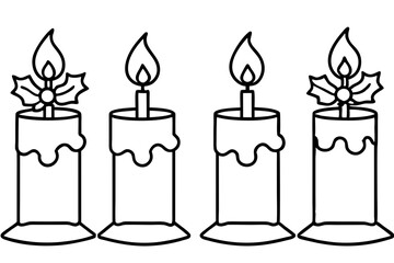 Winter Candle Collection Line Art