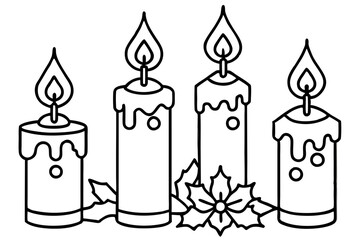Winter Candle Collection Line Art