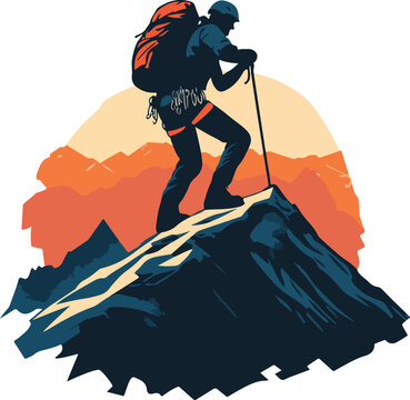 climber reaching mountain peak silhouette clip art preview