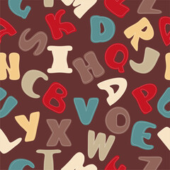 Seamless pattern print wallpaper background with letters alphabet mix for textile, pack, paper etc 