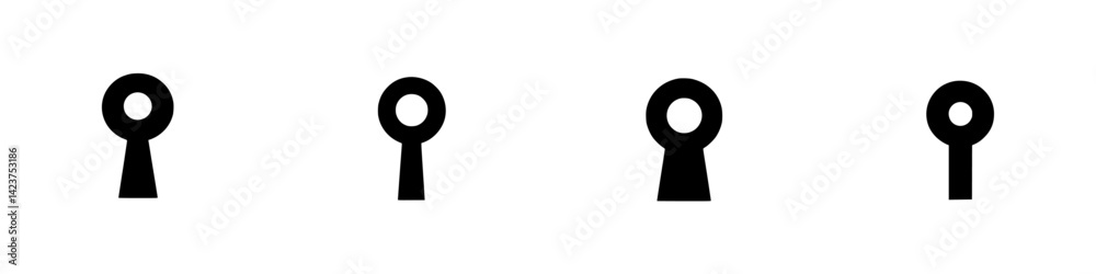 Poster icon set featuring different styles of keyholes for design applications and visual communication